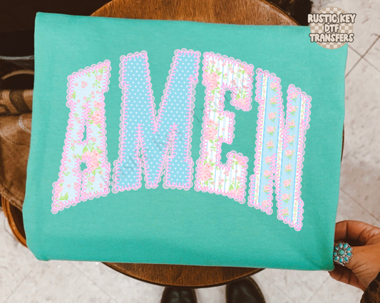 Amen floral DTF Transfer, Ready to Press