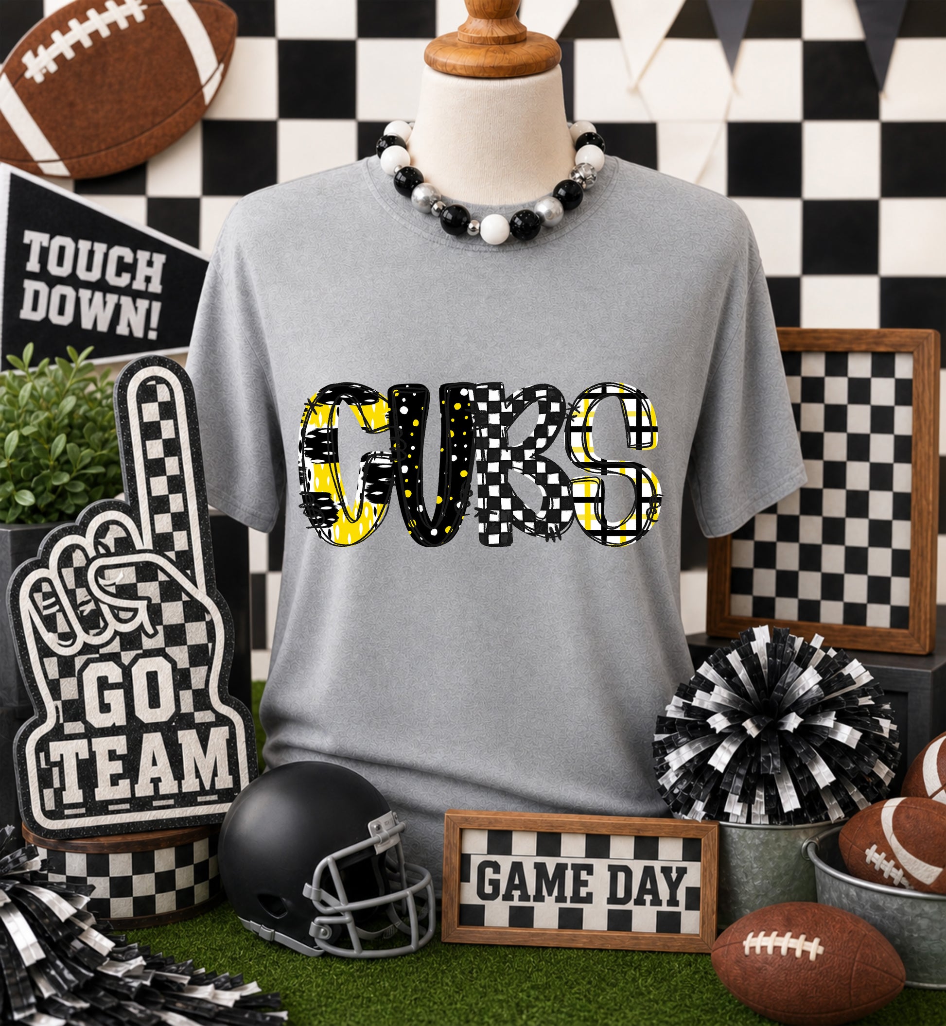 Game day yellow mascots DTF Transfer, Ready to Press Rustic Key Transfers