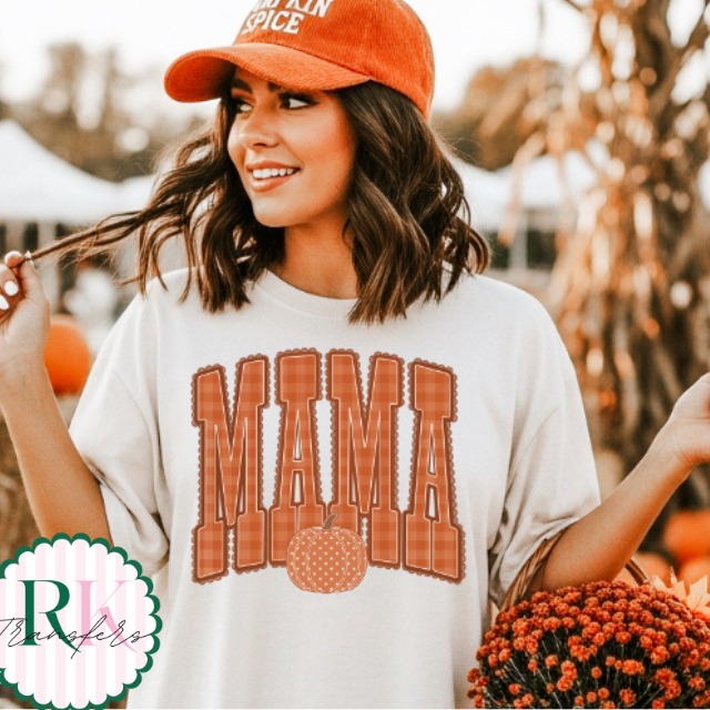 Mama pumpkin plaid DTF Transfer, Ready to Press Rustic Key Transfers