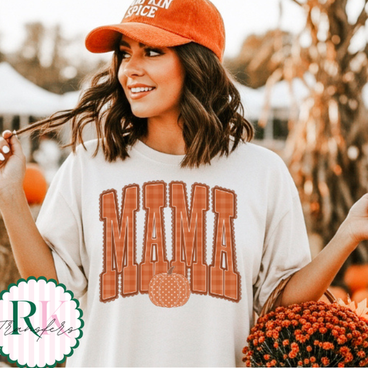 Mama pumpkin plaid DTF Transfer, Ready to Press Rustic Key Transfers