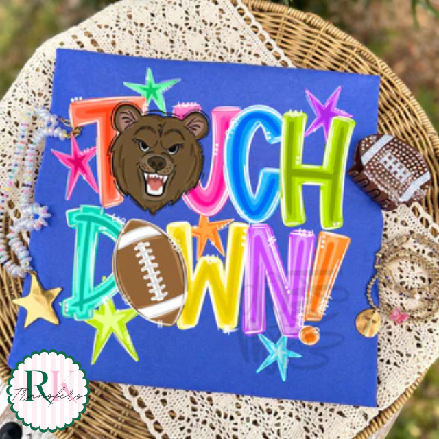 Touchdown Bears DTF Transfer, Ready to Press Rustic Key Transfers