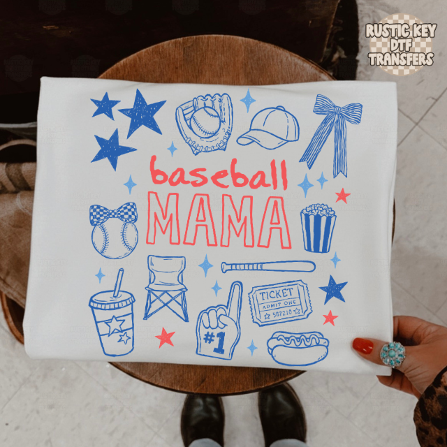 Baseball mama DTF Transfer, Ready to Press