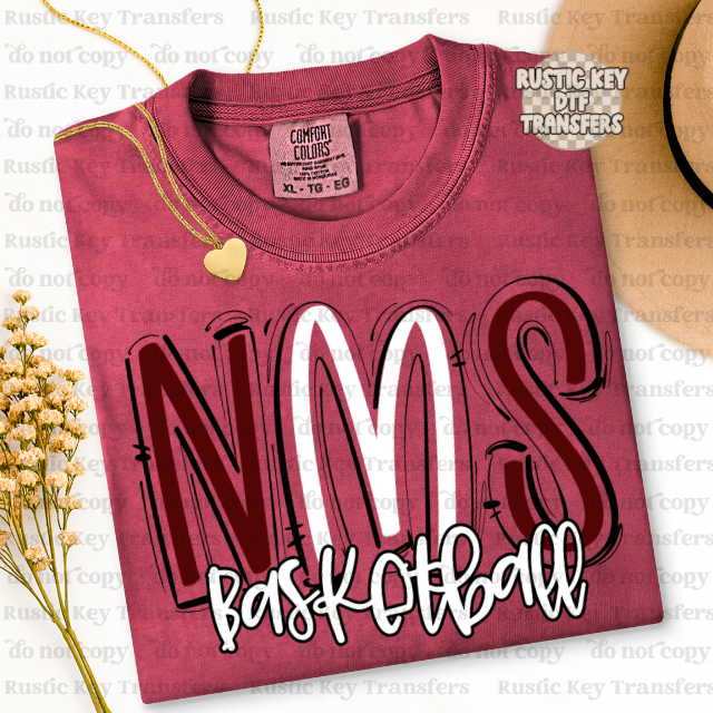 NMS Basketball DTF Transfer, Ready to Press