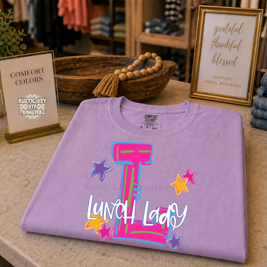 Neon Hype Lunch Lady DTF Transfer, Ready to Press
