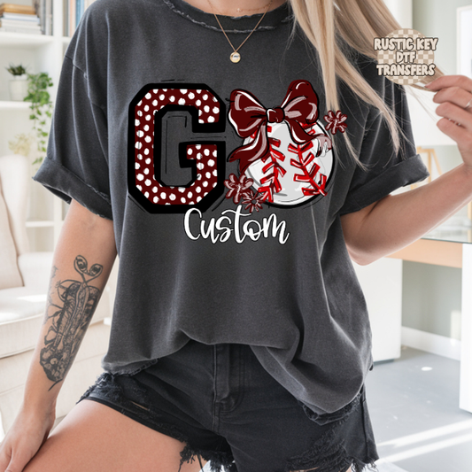 Custom Go Baseball DTF Transfer, Ready to Press