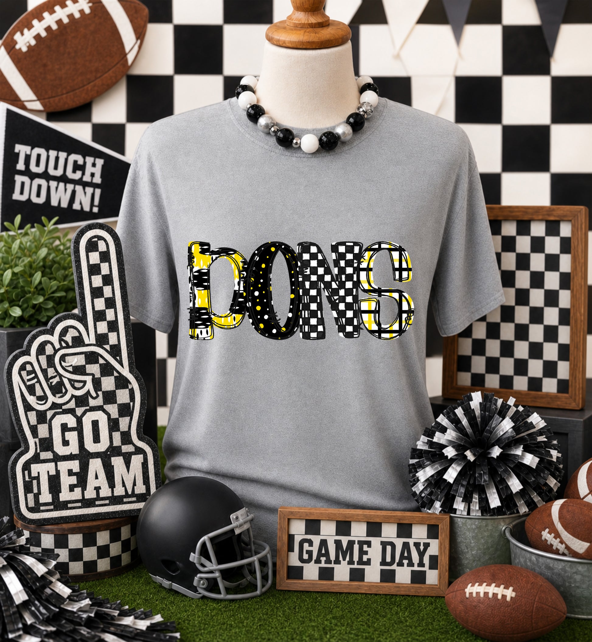 Game day yellow mascots DTF Transfer, Ready to Press Rustic Key Transfers
