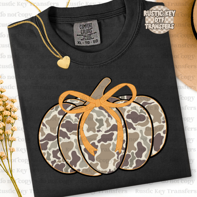 Camo pumpkin DTF Transfer - Ready To Press