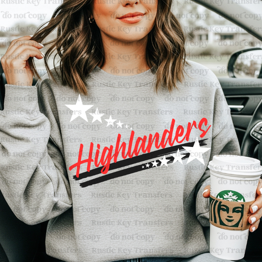 Highlanders Spirit stars mascot DTF Transfer, Ready to Press