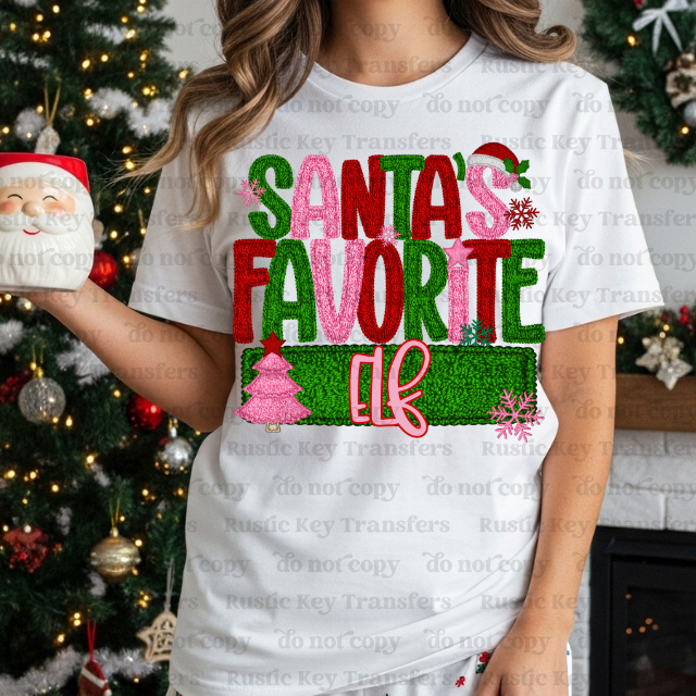 Santa's Favorite elf DTF Transfer, Ready to Press