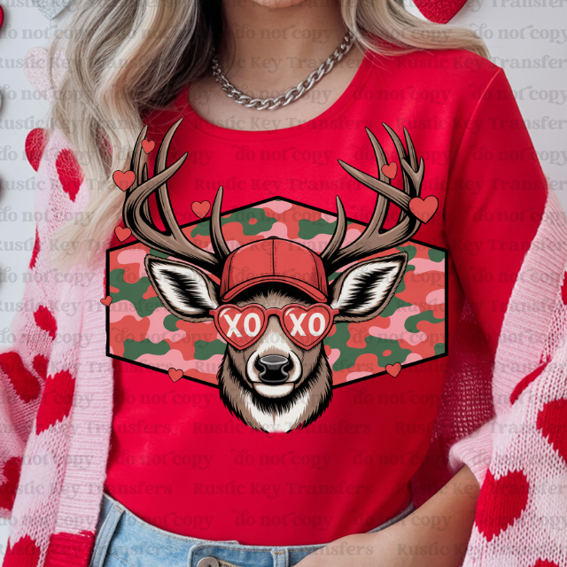 xoxo Camo deer DTF Transfer, Ready to Press