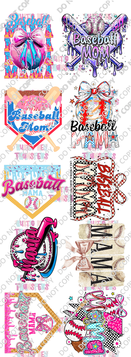 BASEBALL MAMA GANGSHEET 22 x 60