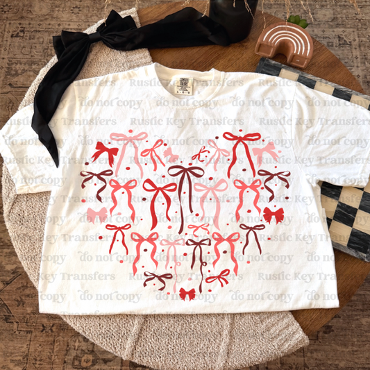 Bow heart DTF Transfer, Ready to Press