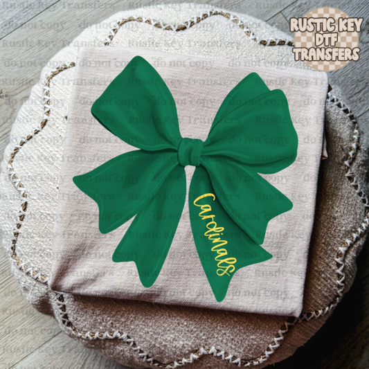 Cardinals Bow DTF Transfer, Ready to Press