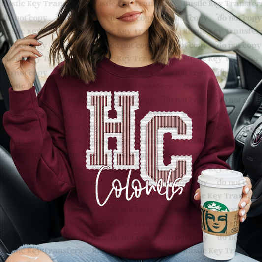 Henderson Colonels Seersucker DTF Transfer, Ready to Press