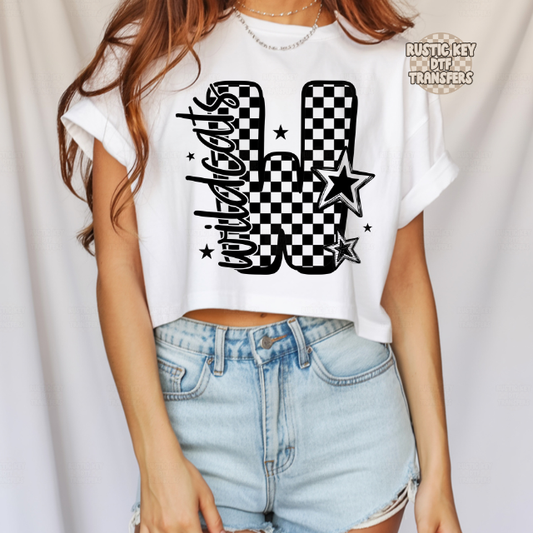 Wildcats checkered DTF Transfer, Ready to Press