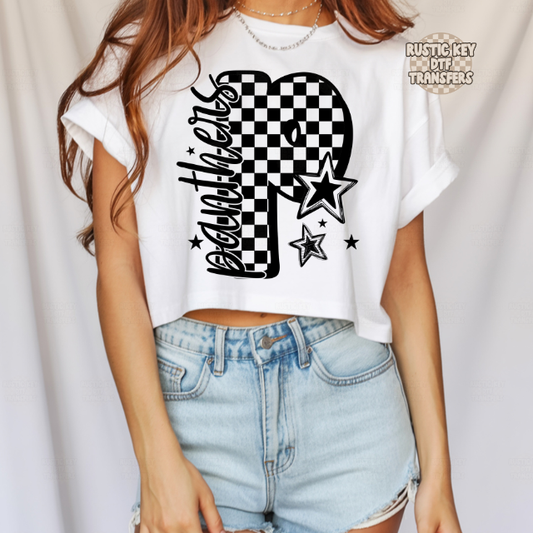 Panthers checkered DTF Transfer, Ready to Press