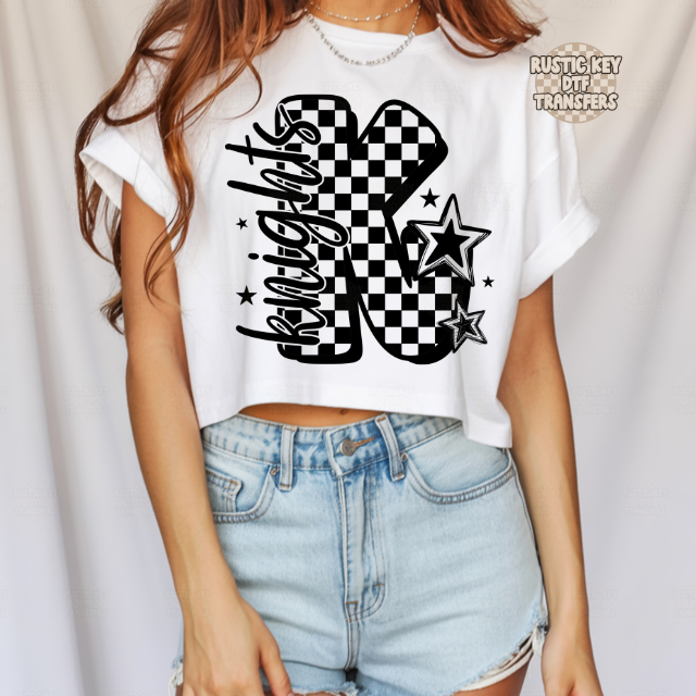 Knights checkered DTF Transfer, Ready to Press