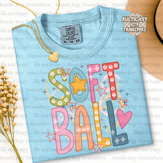 Softball  DTF Transfer, Ready to Press