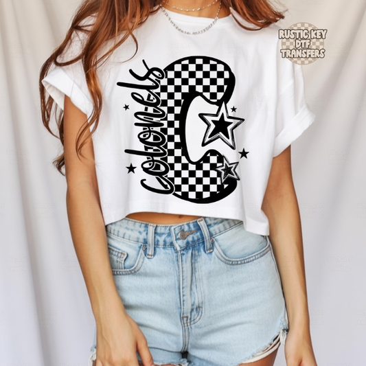 Colonels checkered DTF Transfer, Ready to Press