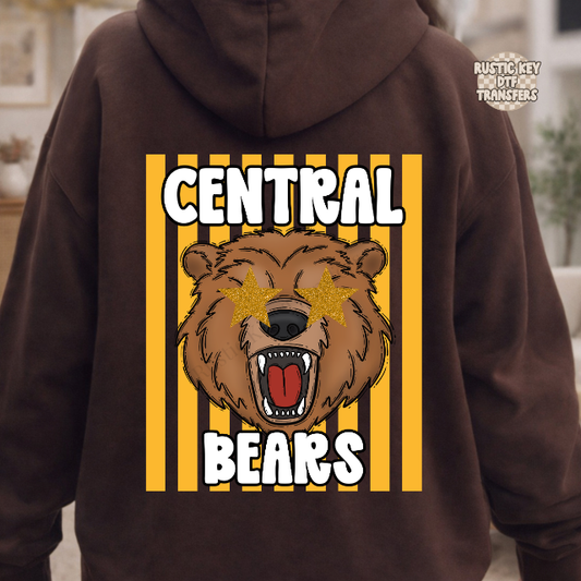 Central bears stripes DTF Transfer, Ready to Press