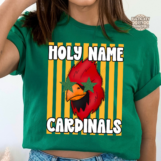 Holy Name cardinals stripes DTF Transfer, Ready to Press