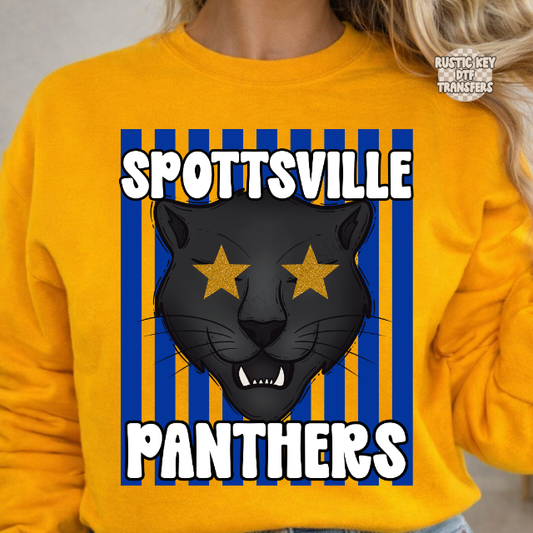 Spottsville panthers stripes DTF Transfer, Ready to Press