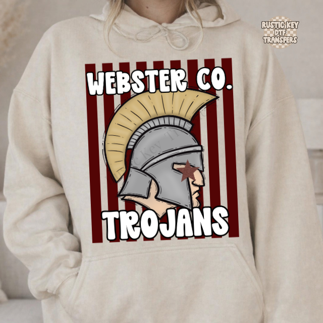 Webster co. Trojans stripes DTF Transfer, Ready to Press