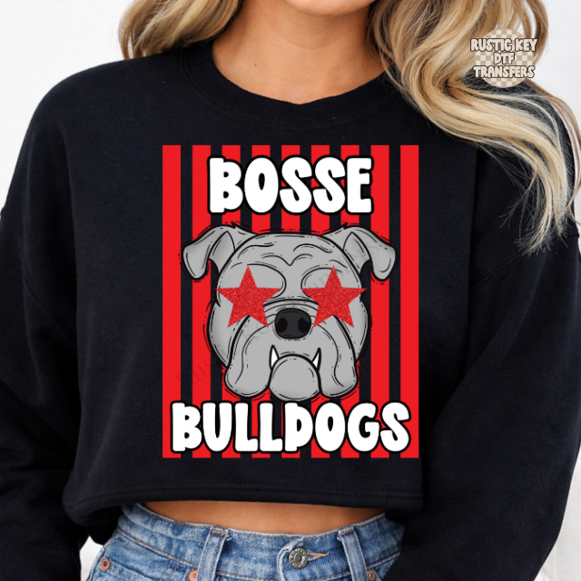 Bosse bulldogs stripes DTF Transfer, Ready to Press
