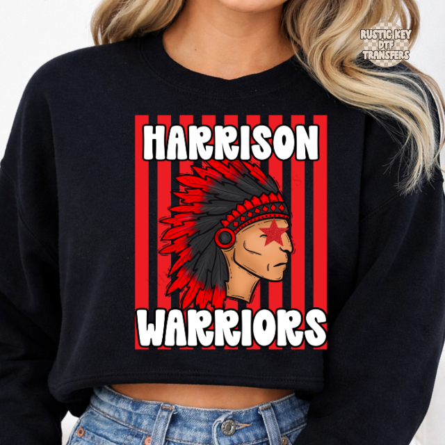Harrison warriors stripes DTF Transfer, Ready to Press
