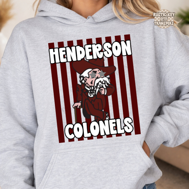 Henderson Colonels stripes DTF Transfer, Ready to Press