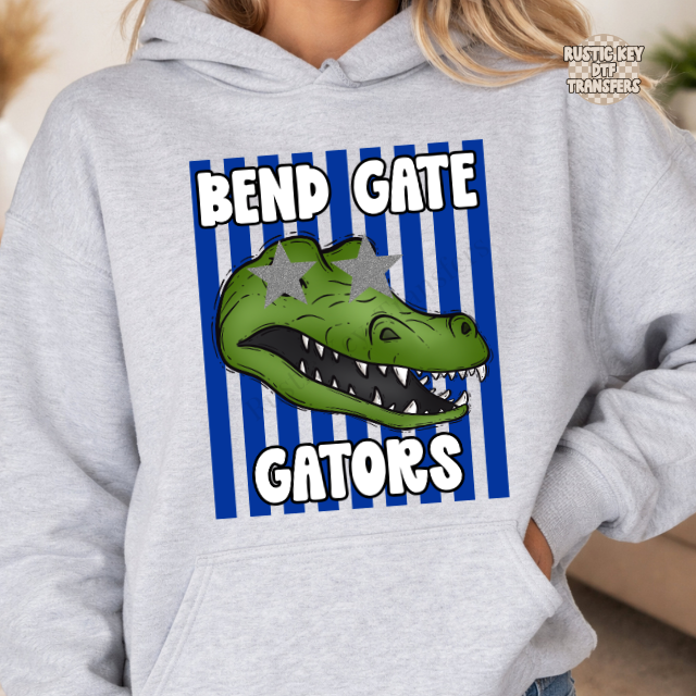 Bend gate gators stripes DTF Transfer, Ready to Press