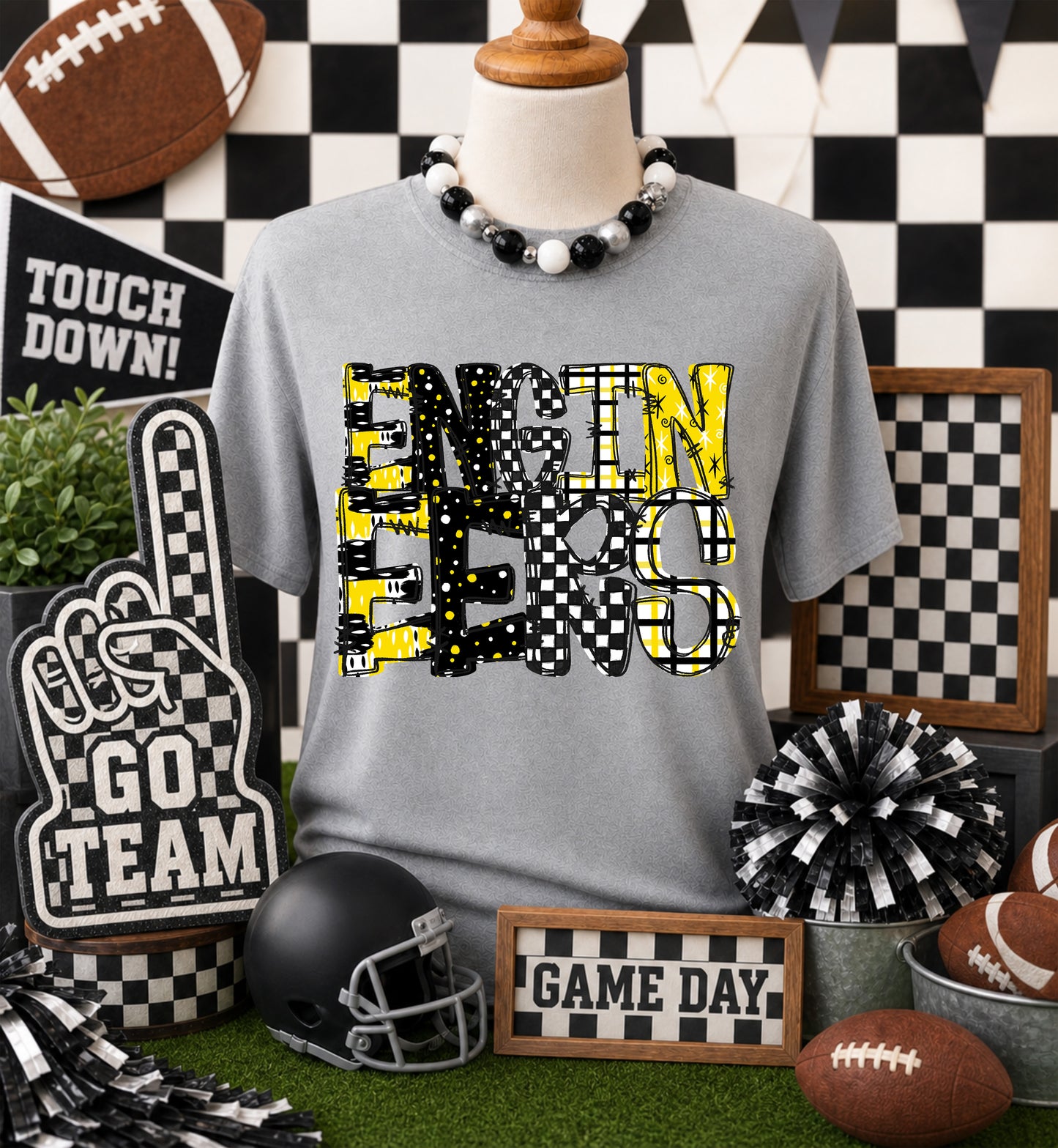 Game day yellow mascots DTF Transfer, Ready to Press Rustic Key Transfers
