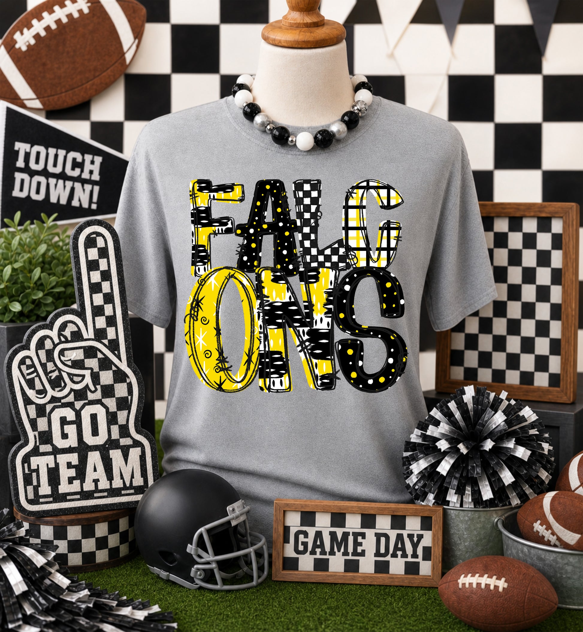 Game day yellow mascots DTF Transfer, Ready to Press Rustic Key Transfers