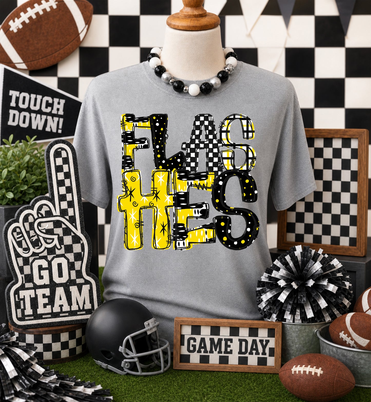Game day yellow mascots DTF Transfer, Ready to Press Rustic Key Transfers