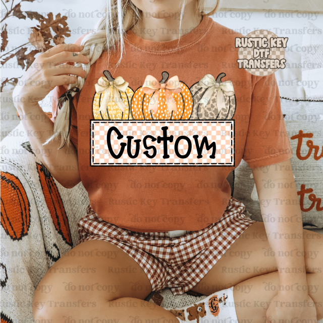Custom Name plate pumpkins DTF Transfer - Ready To Press