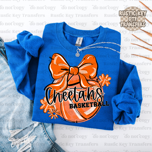 Cheetahs Basketball Bow DTF Transfer, Ready to Press