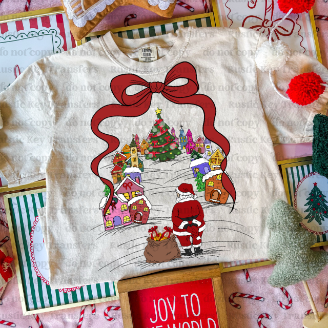 Santa Small town DTF Transfer, Ready to Press