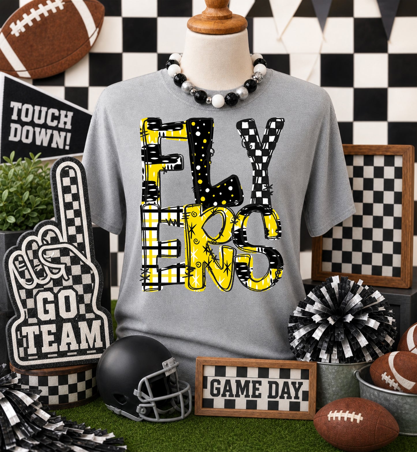 Game day yellow mascots DTF Transfer, Ready to Press Rustic Key Transfers
