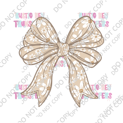 FlORAL TAN BOW DTF TRANSFER