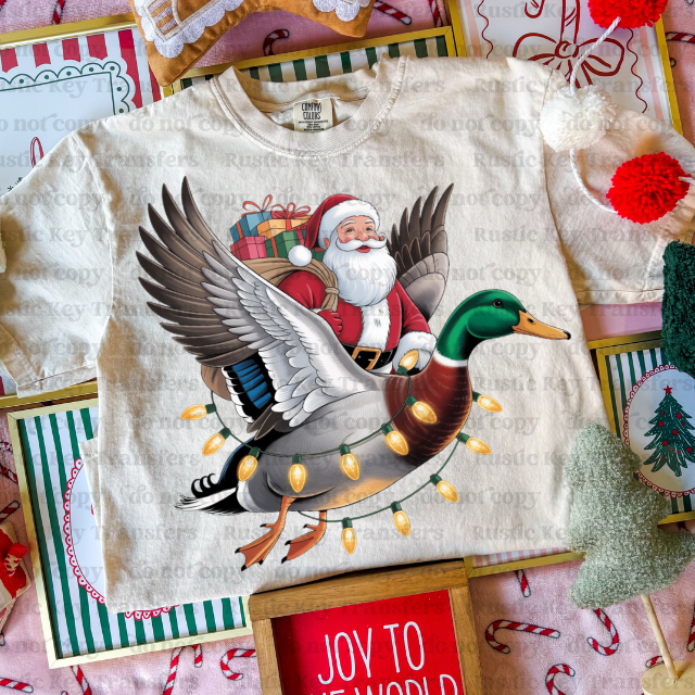 Santa riding goose DTF Transfer, Ready to Press
