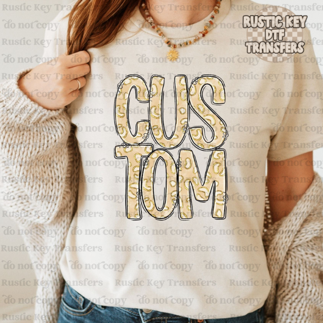 Beige cheetah custom DTF Transfer, Ready to Press