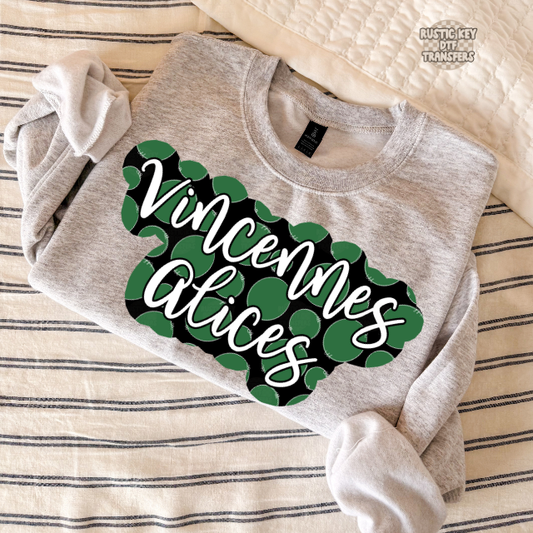 Vincennes alices polka dot DTF Transfer, Ready to Press