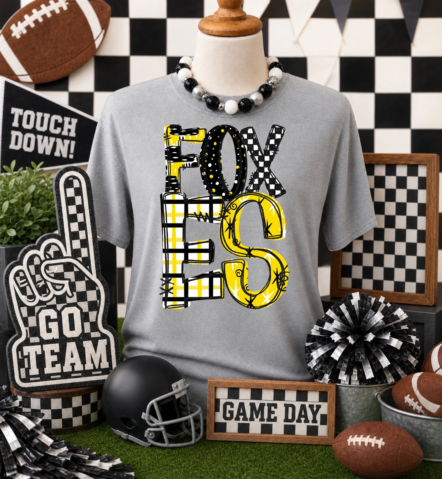 Game day yellow mascots DTF Transfer, Ready to Press Rustic Key Transfers