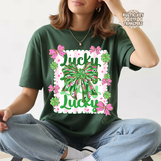 Lucky bow DTF Transfer, Ready to Press