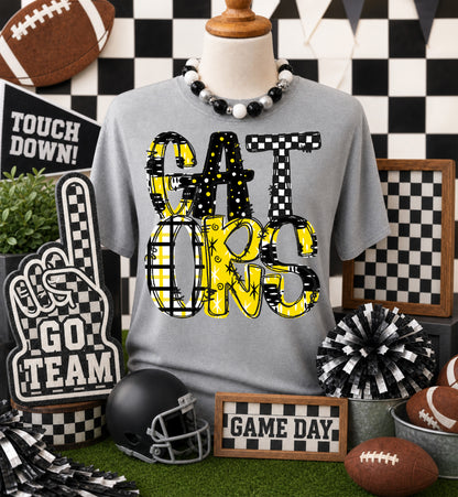 Game day yellow mascots DTF Transfer, Ready to Press Rustic Key Transfers
