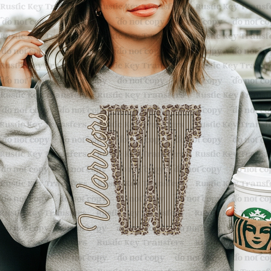 Warriors leopard seersucker DTF Transfer, Ready to Press