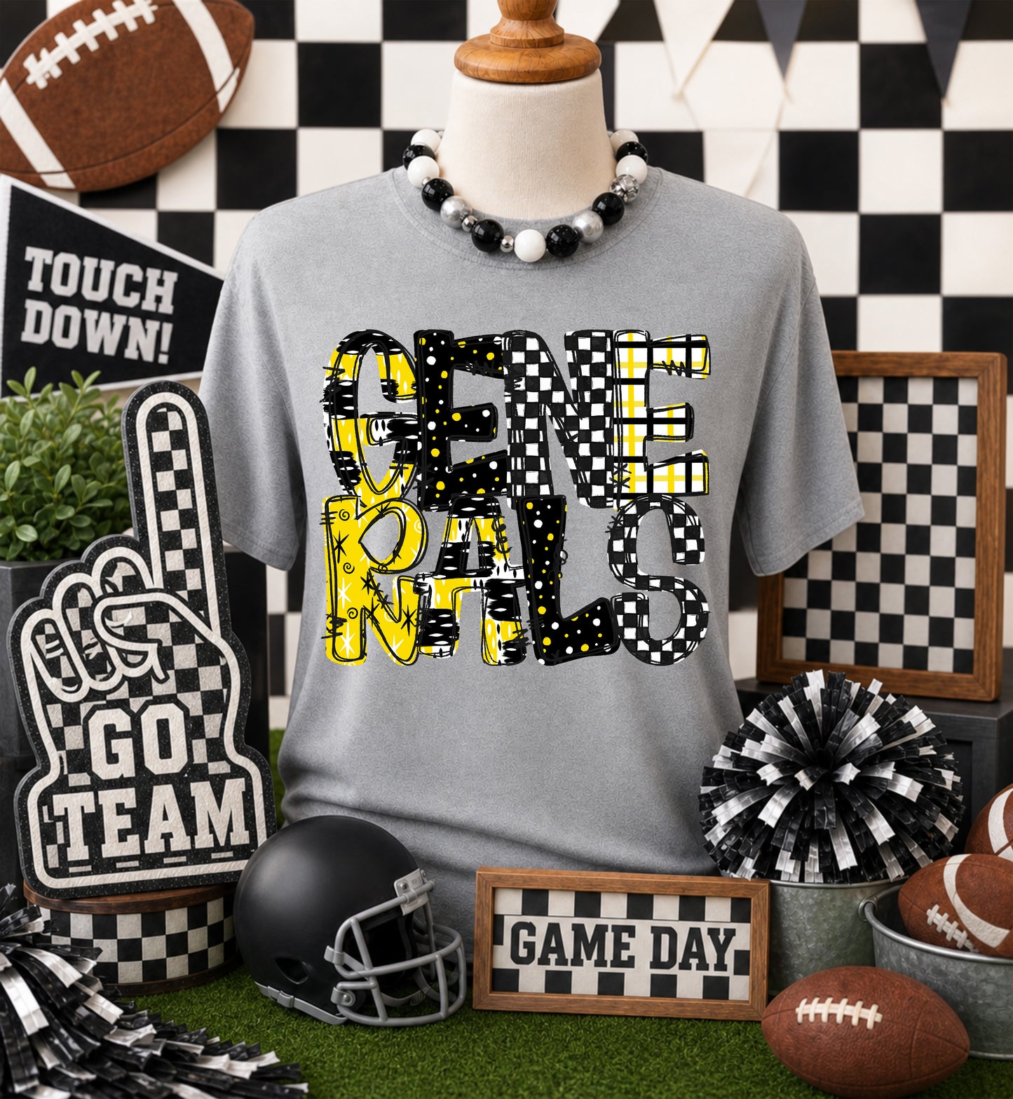 Game day yellow mascots DTF Transfer, Ready to Press Rustic Key Transfers