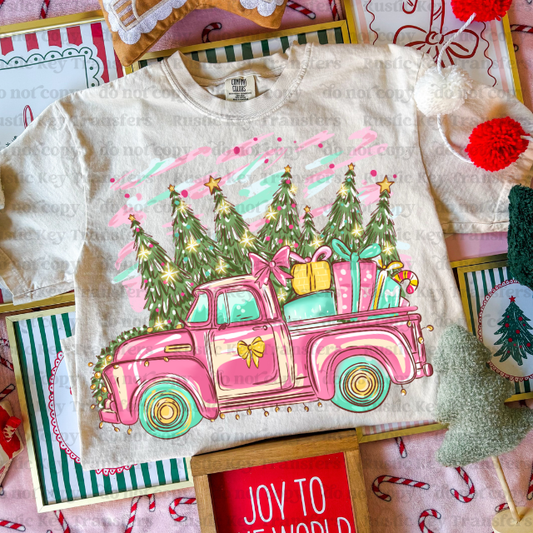 pink truck DTF Transfer, Ready to Press