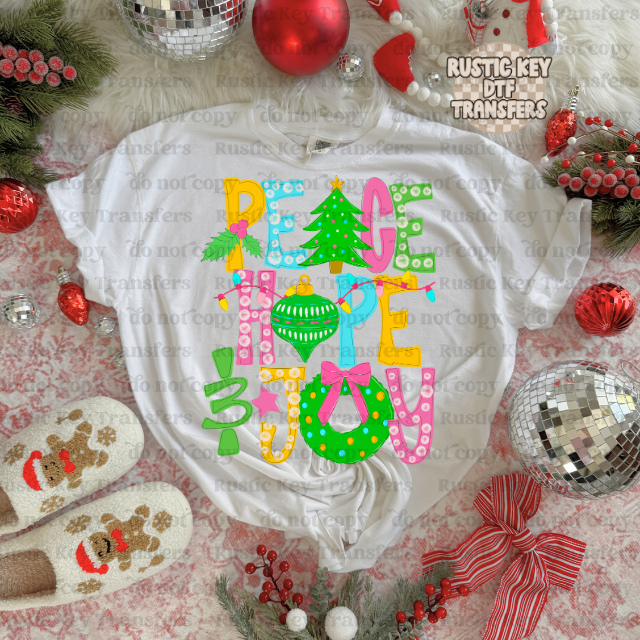 Peace hope & Joy DTF Transfer, Ready to Press