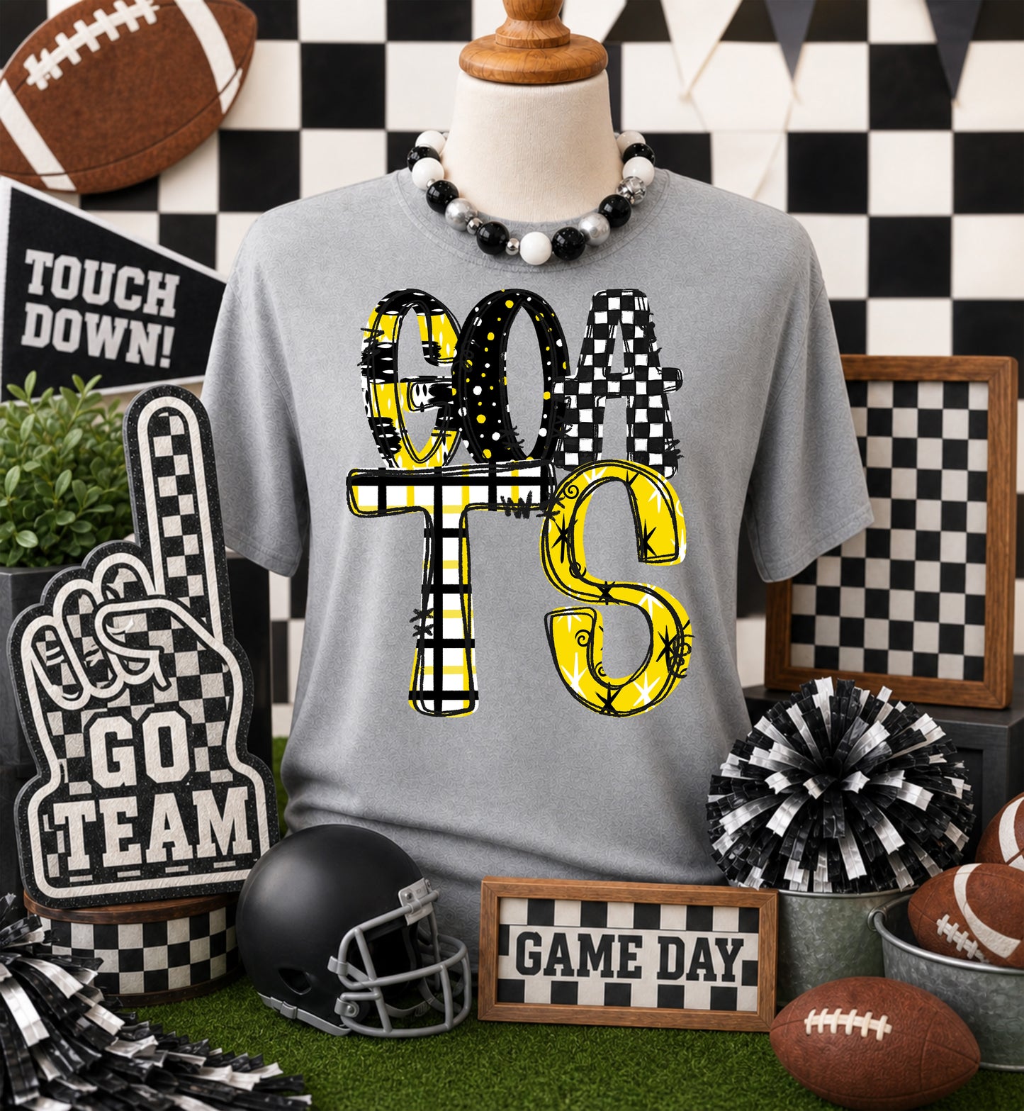 Game day yellow mascots DTF Transfer, Ready to Press Rustic Key Transfers